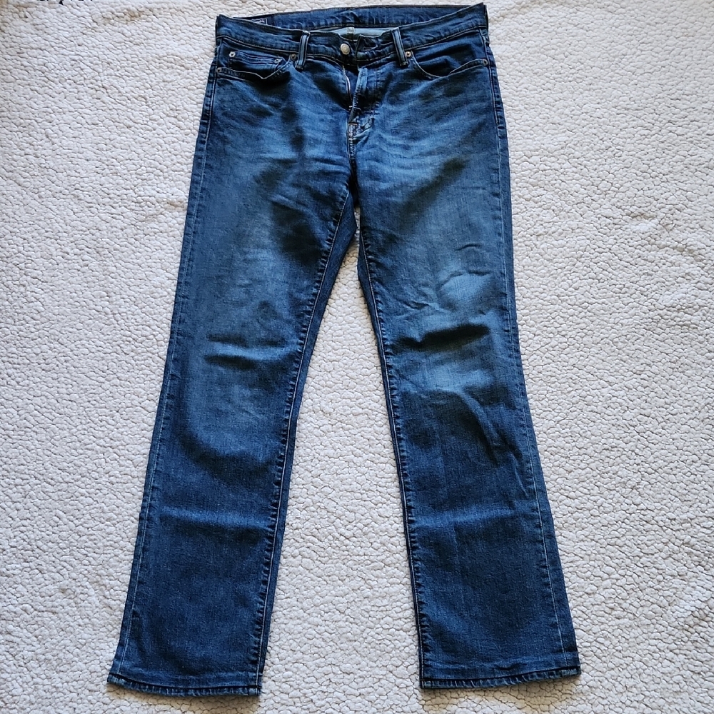 Abercrombie & Fitch Sz 32x34 Kilby Boot Cut Stretchy Blue Denim Jeans Zip Close